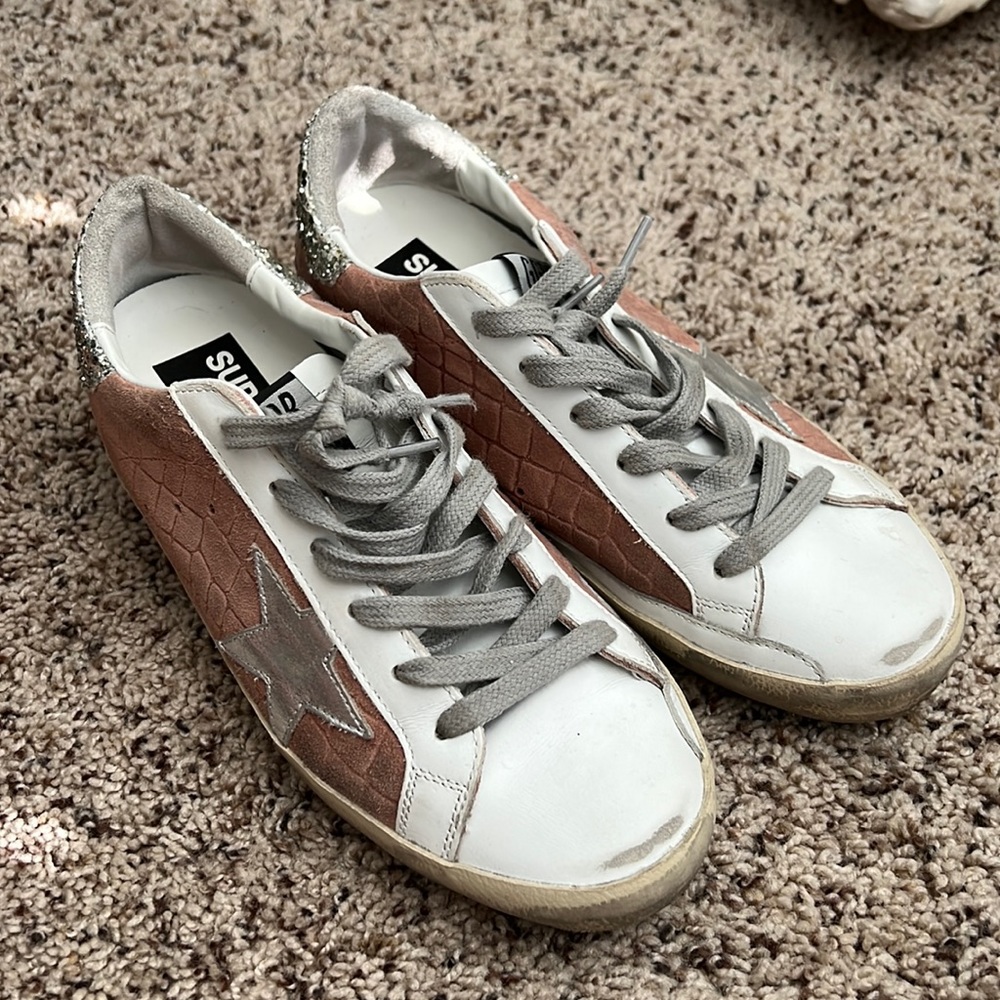 Golden Goose Suede-Croco Glitter Sneaker Size 38